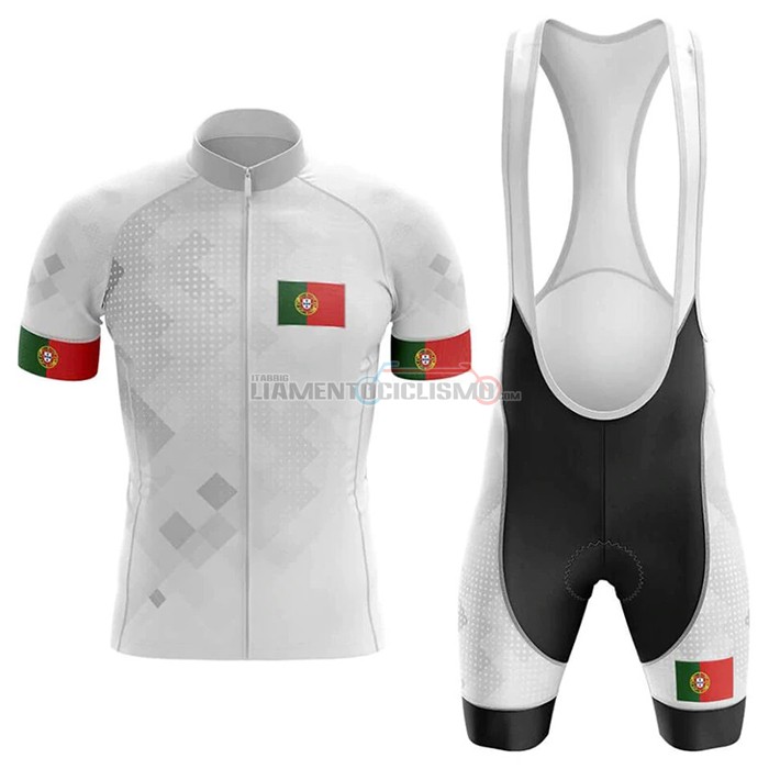 Abbigliamento Ciclismo Campione Portugal Manica Corta 2020 Bianco